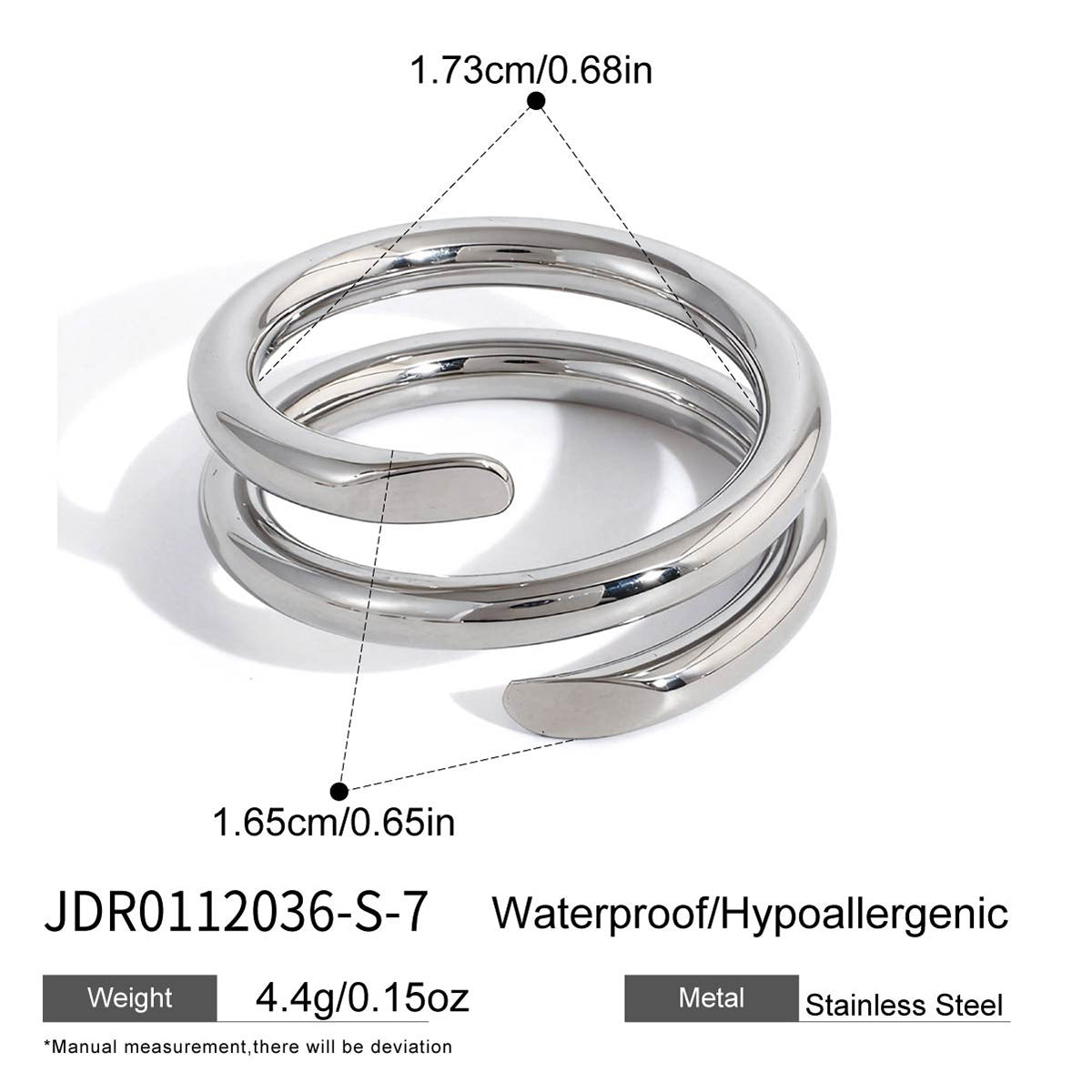 Anillo de Acero Inoxidable Geométrico Minimalista con Recubrimiento de Oro PVD al Vacío para Mujer