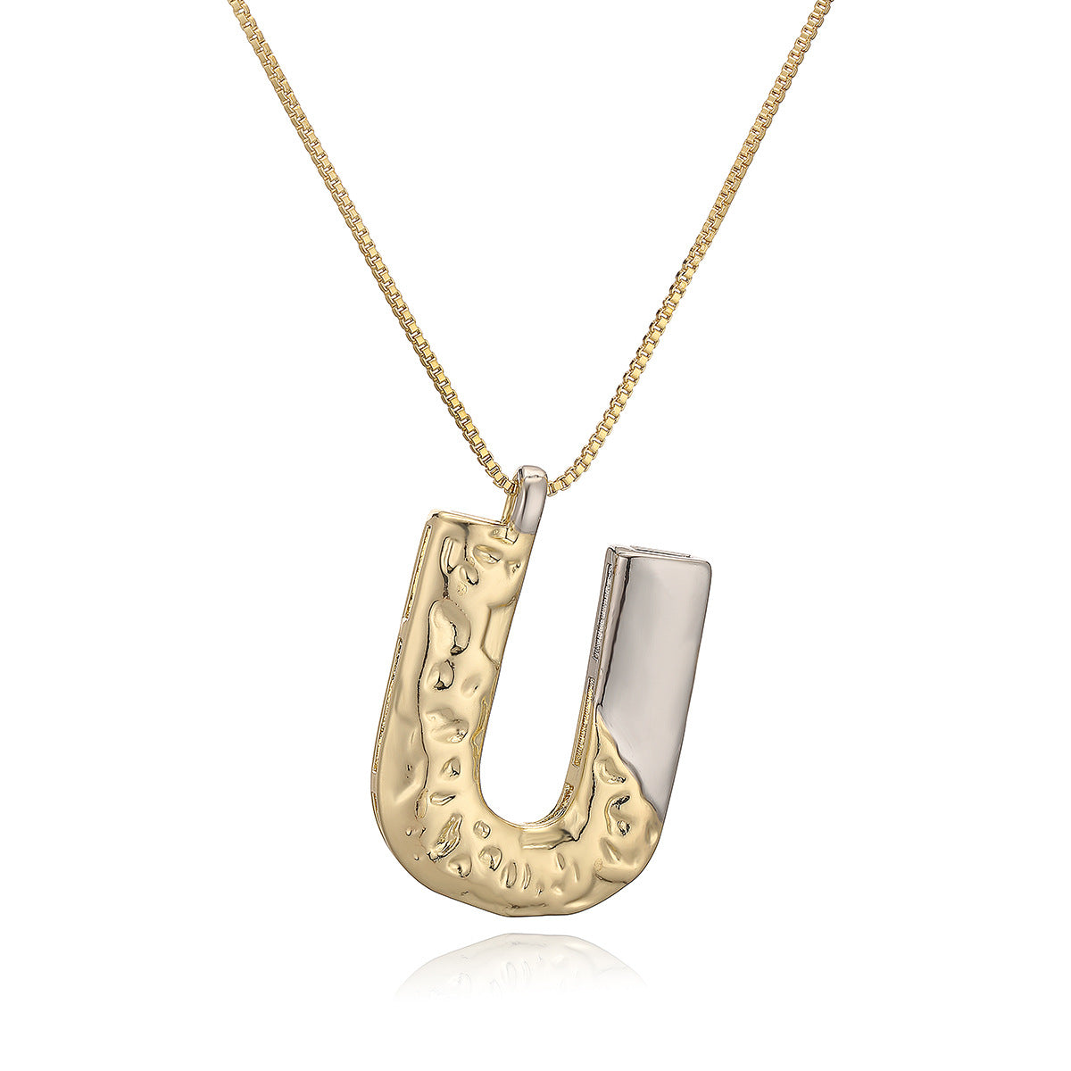 Collana con ciondolo a lettera in rame placcato oro geometrico minimalista da donna