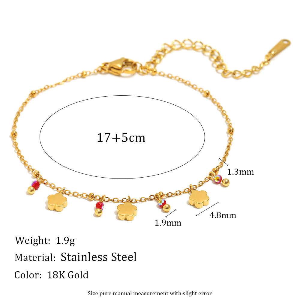 Fashionable OL Style Geometric Stainless Steel Plated 18K Gold Tassel Bracelet for Women
