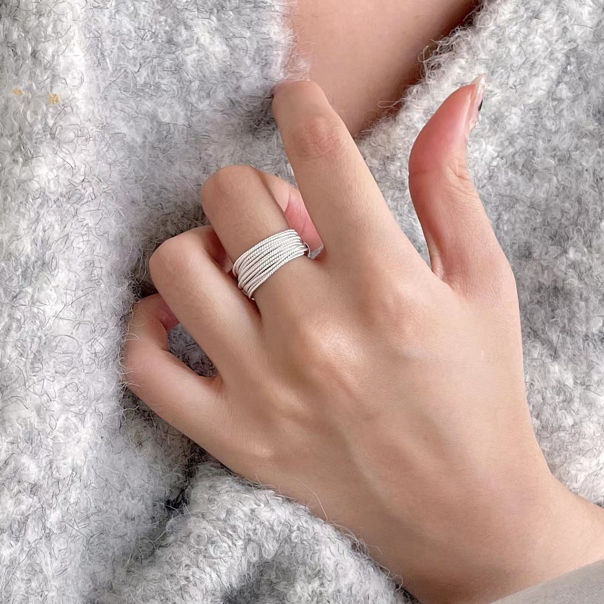 Minimalist Geometric Open Ring for Women in 925 Sterling Silver with Gold Plating