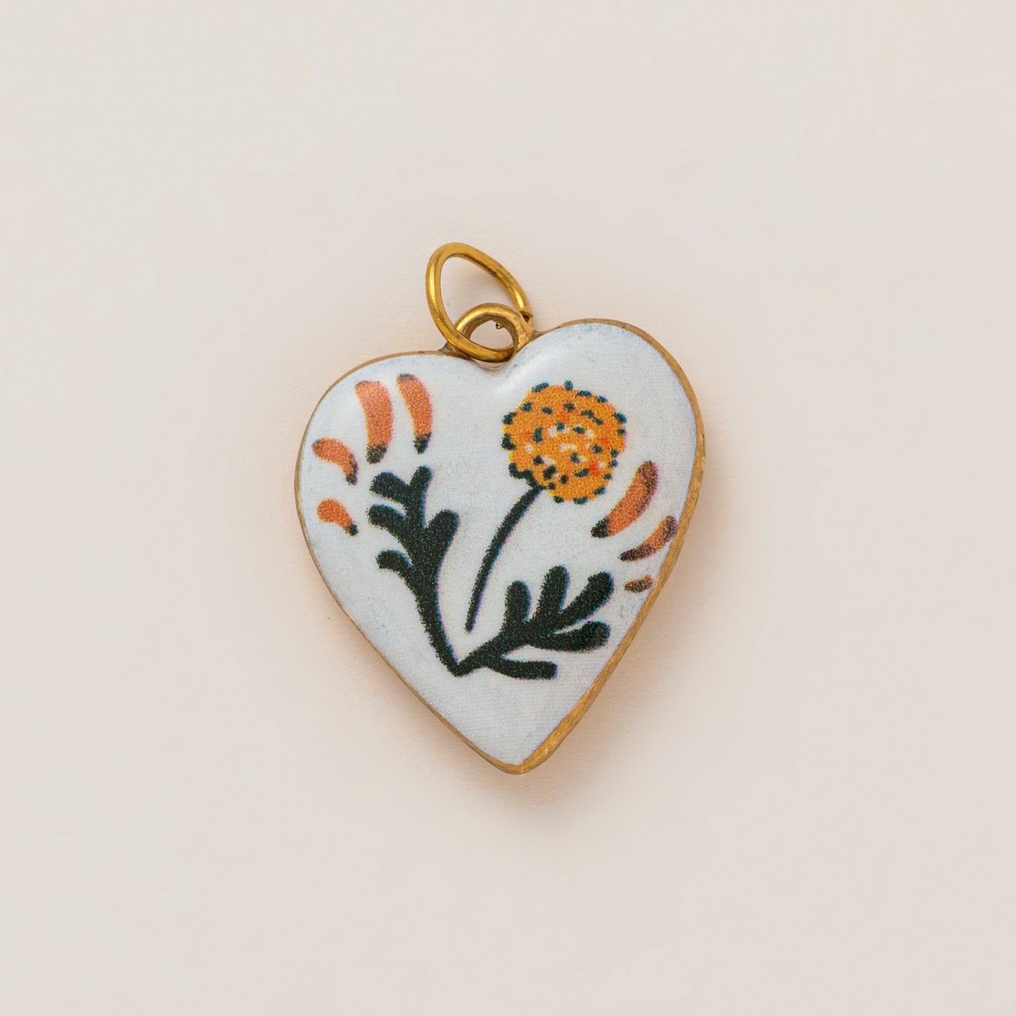 Vintage 18K Gold Plated Stainless Steel Floral Heart Drip Oil Charm Bar