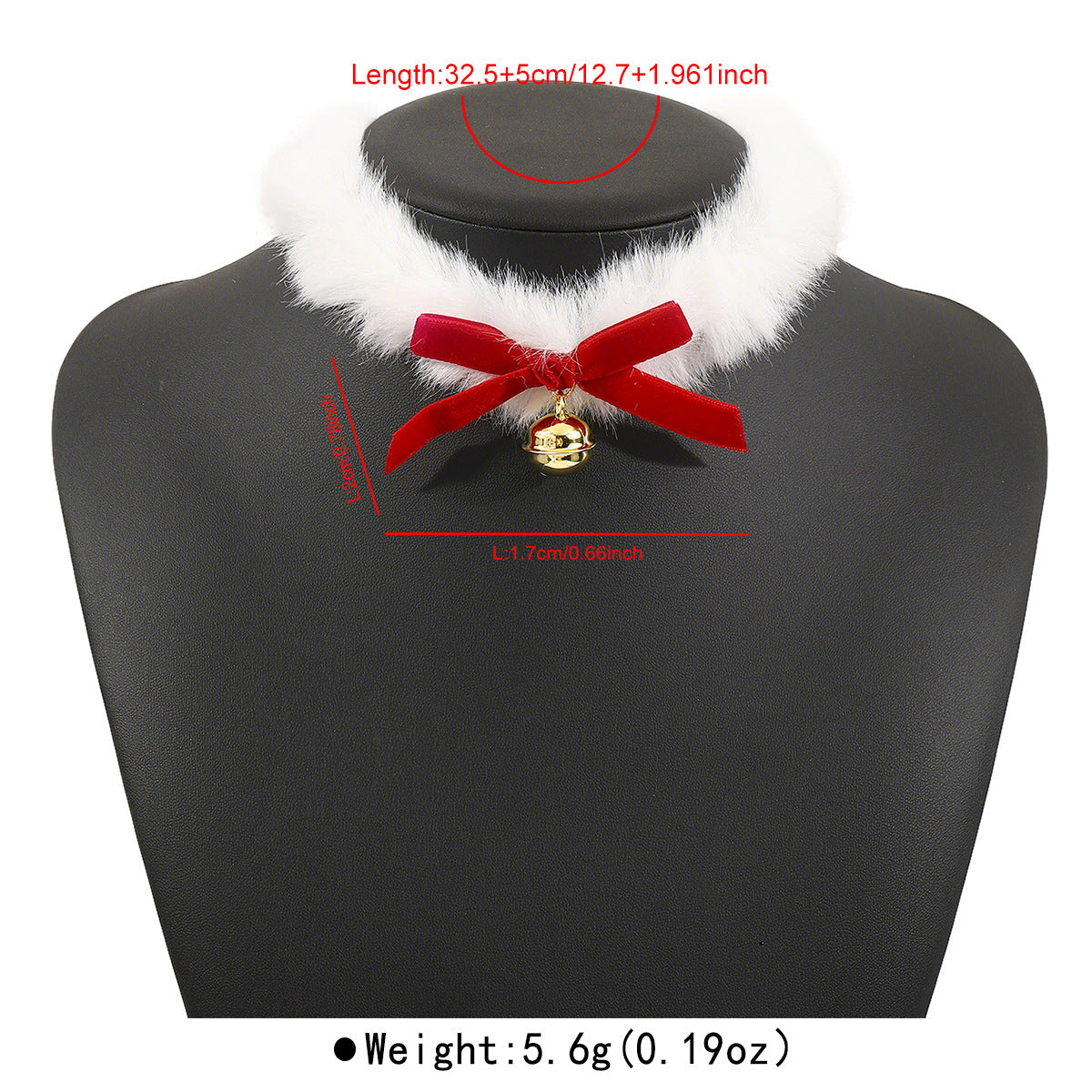 Gargantilla Ins Style de terciopelo con lazo y cascabel para mujer, con tejido de peluche y base de hierro