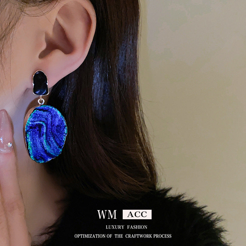 Vintage-Style Irregular Geometric Earrings with Gold-Plated Alloy Base and Stainless Steel Posts for Women