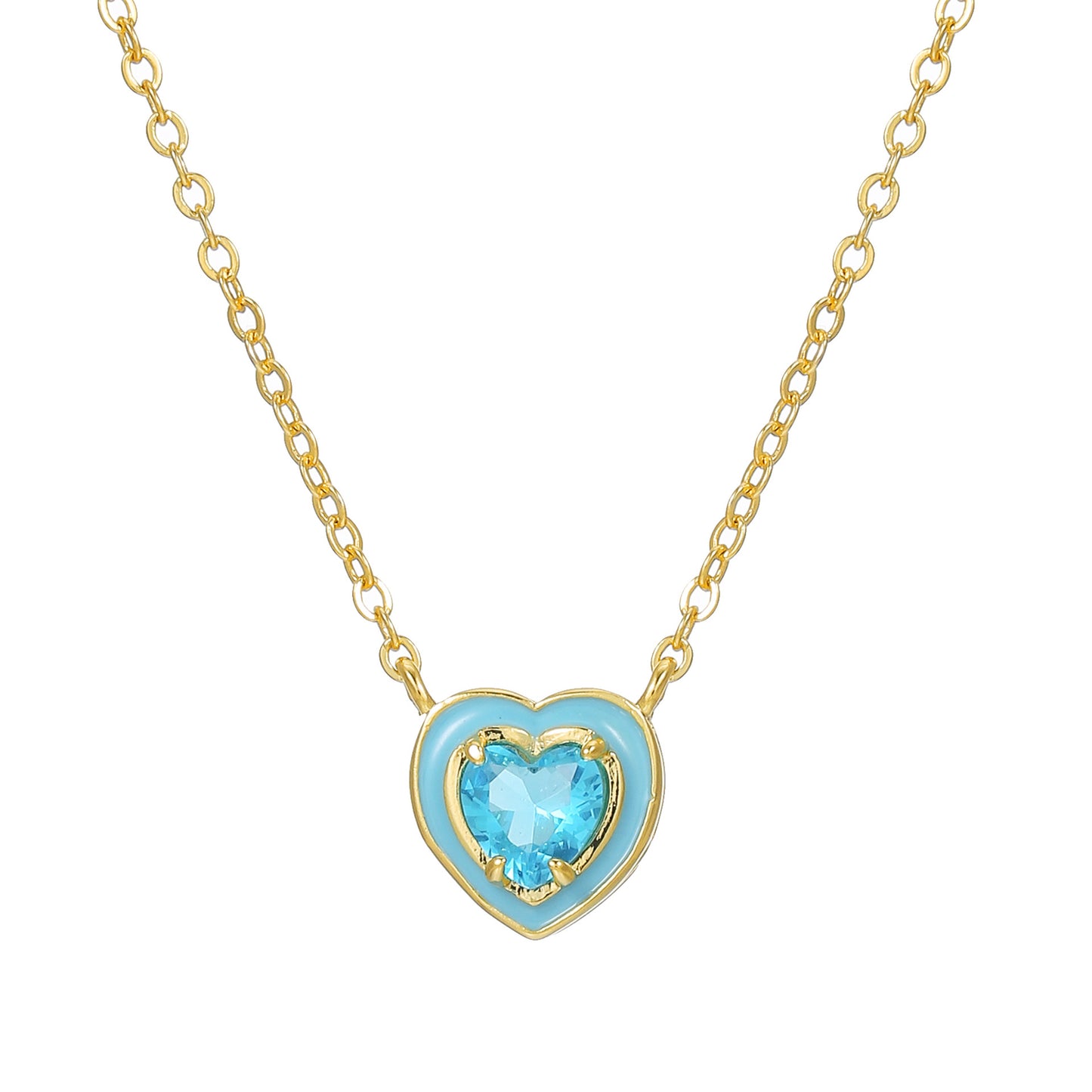Elegante collana a cuore minimalista in rame con placcatura in oro vero e ciondolo in zirconia cubica su catena a maglie per donna