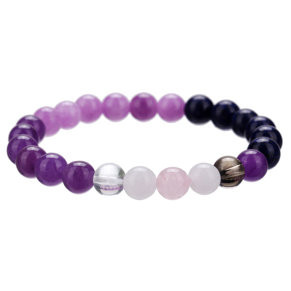 Bohemian Geometric Beaded Bracelet with Natural Stone Beads 8mm Graduated Color Elastic Bracelet for Women and Men