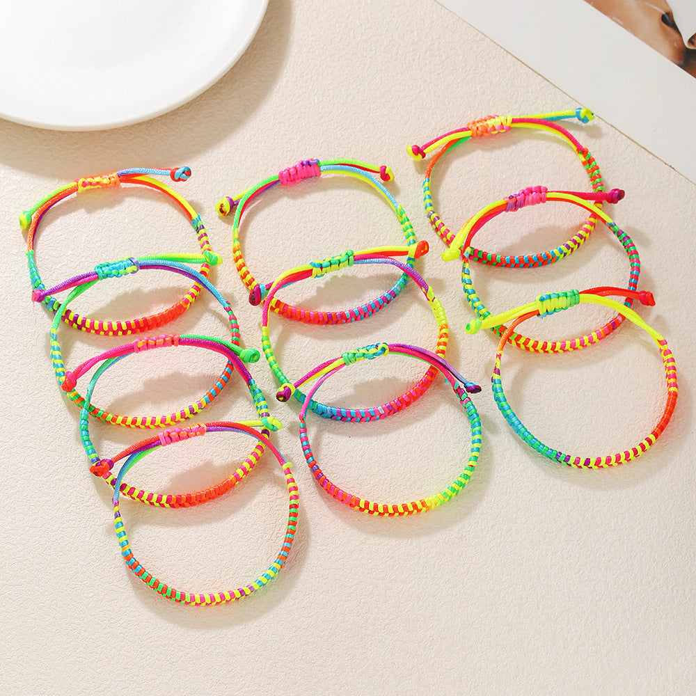 Ethnic Handmade Geometric Colorful Cord Bracelet Unisex