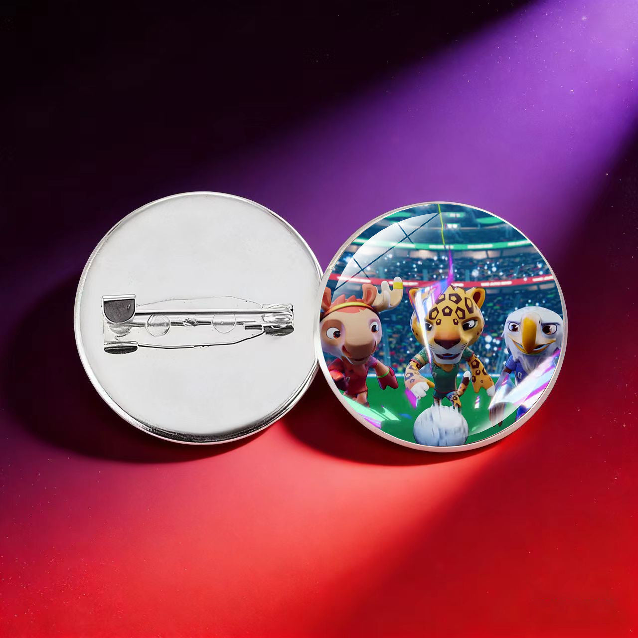 Broche Charm de Barra Redondo Geométrico Chapado en Cristal Hecho a Mano para la Mascota del Mundial 2026