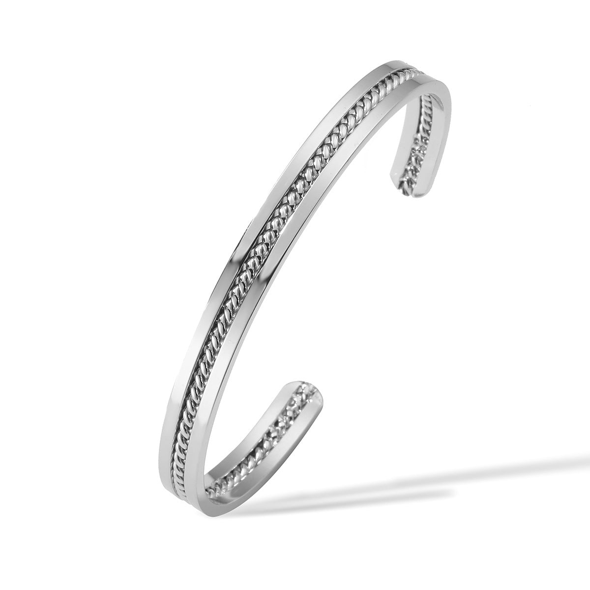 Bracciale vintage a polsino aperto irregolare placcato oro 18 carati in acciaio inossidabile da donna