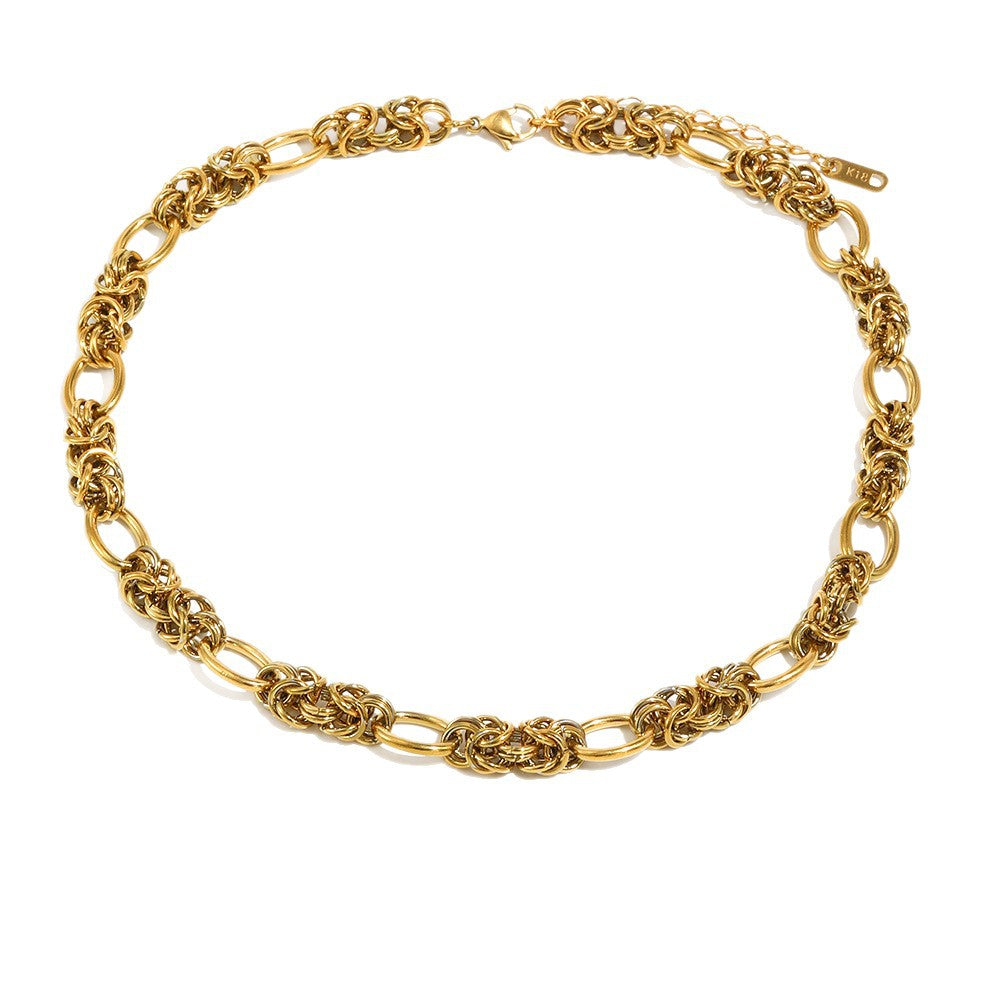 Vintage Casual Geometric Stainless Steel Gold Plated Necklace for Women