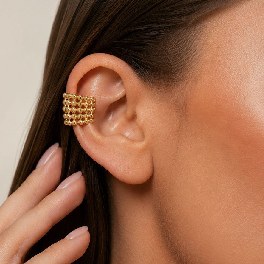 Minimalist Round Geometric PVD Stainless Steel Hollow C-Shaped Ear Cuff for Women