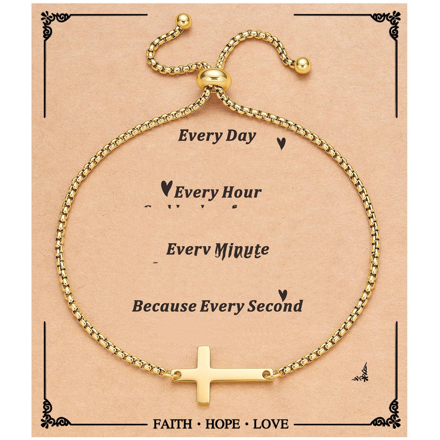 Minimalist Cross Stainless Steel Adjustable Bracelet for Women