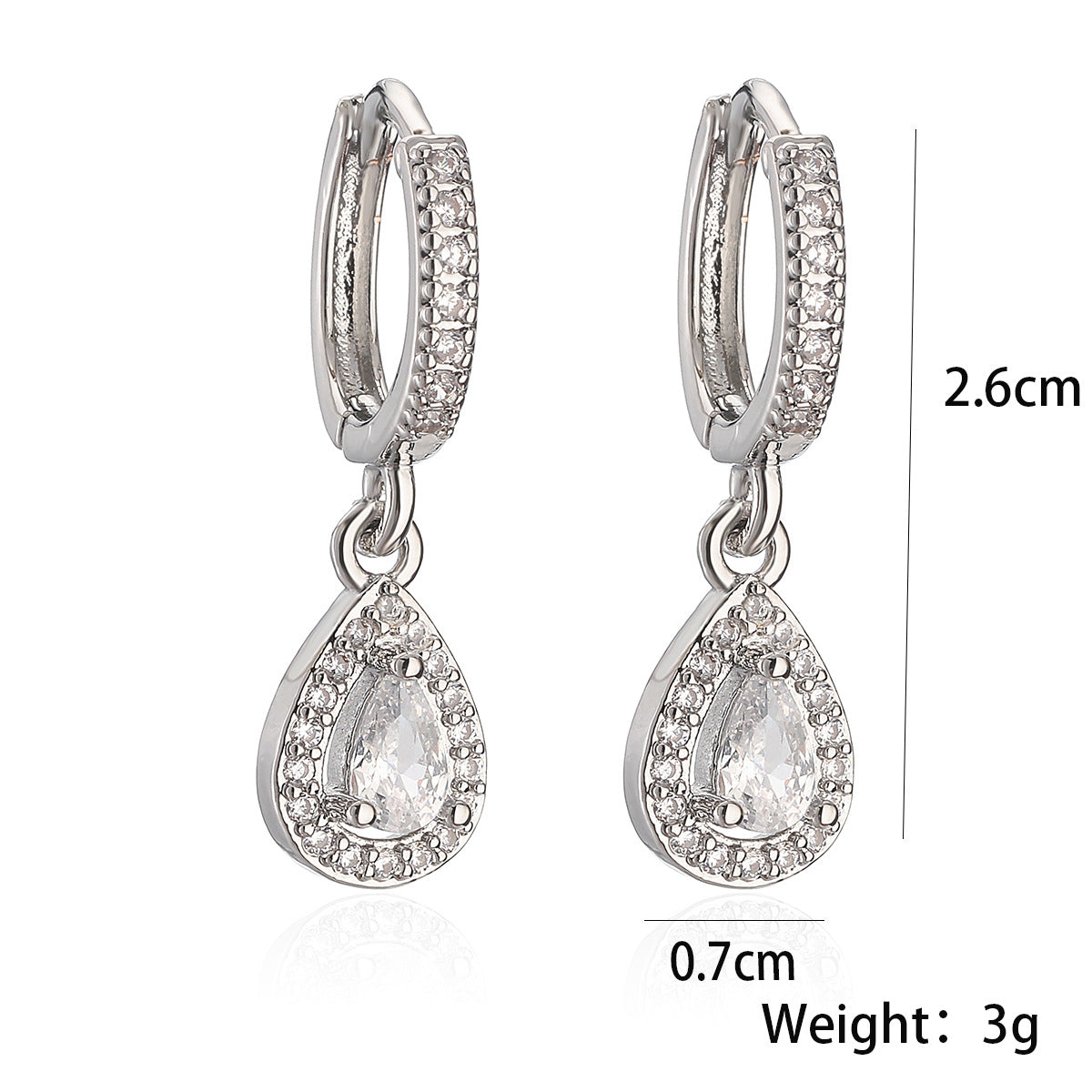 Minimalist Elegant Geometric Teardrop Cubic Zirconia Brass Earrings for Women