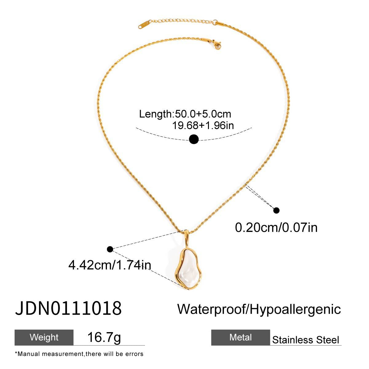 Elegant Stainless Steel Pearl Necklace with Titanium Steel Pendant Plated Finish for Women