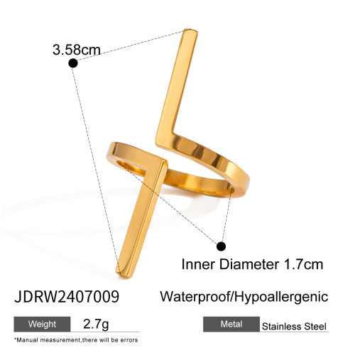 Fashion Business Casual Teardrop Geometric Plated Stainless Steel Ring for Women