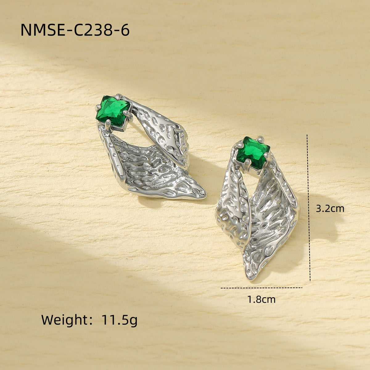 Pendientes vintage de acero titanio con forma de concha geométrica y circonitas incrustadas para mujer