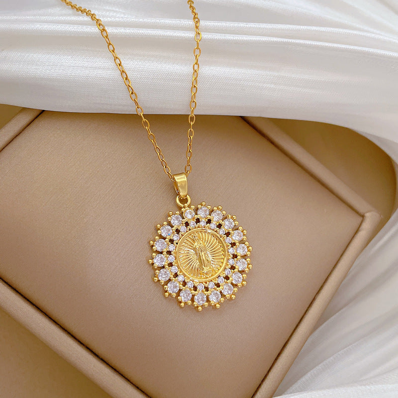 Collana in acciaio inossidabile a forma di animale in stile cartone animato con accenti di strass completi per donne e uomini, delicata catena per clavicola