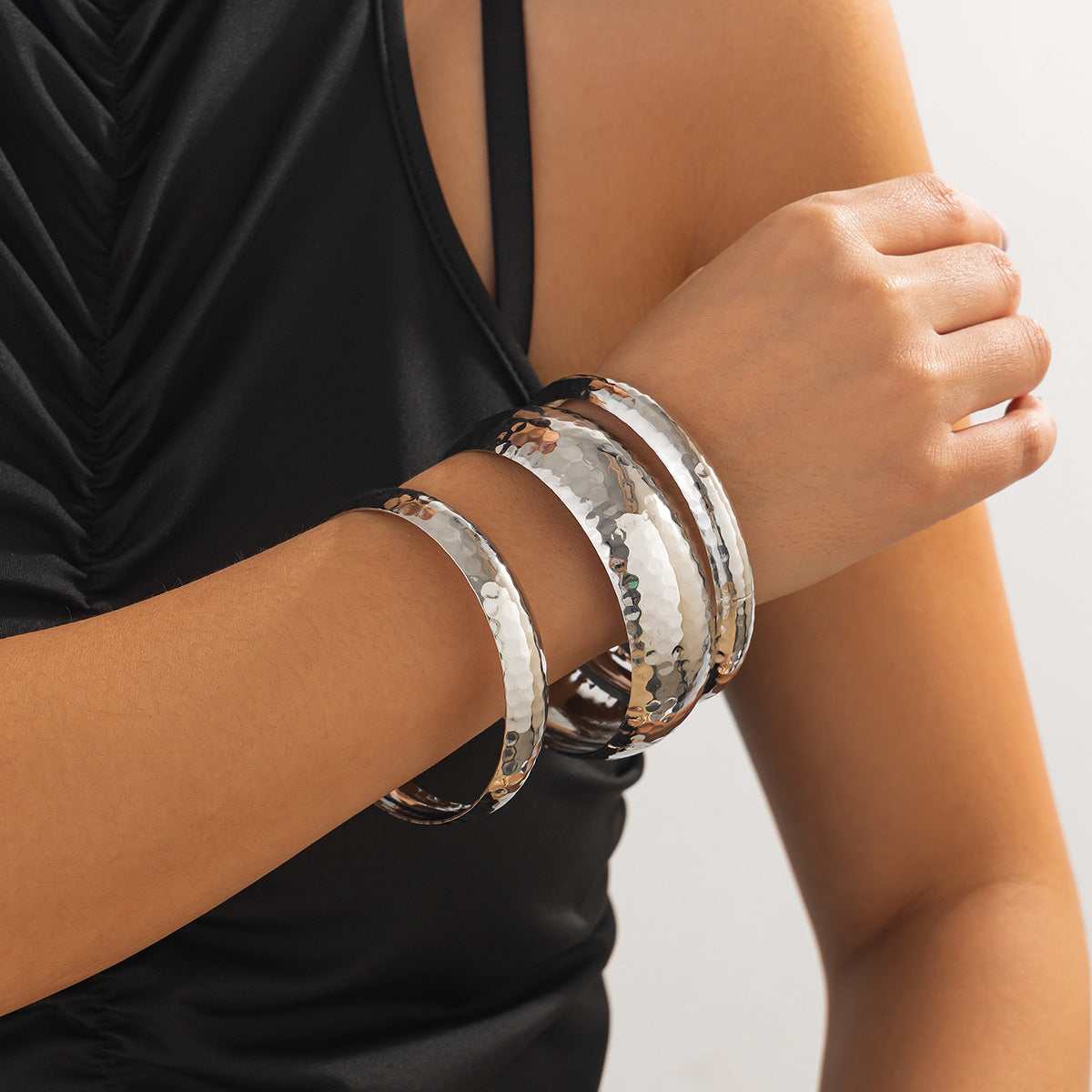 Vintage Irregular Geometric Plated Iron Wide Cuff Bracelet Set