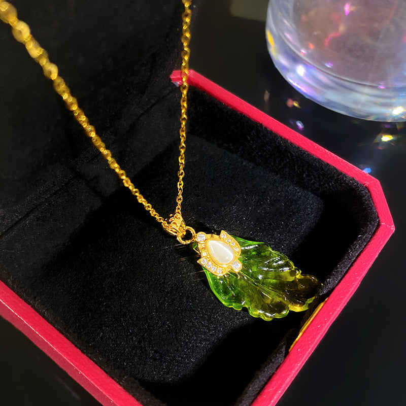 Sweet Bamboo Joint Pattern Titanium Steel Plated Necklace with Brass Pendant Cable Chain Unisex