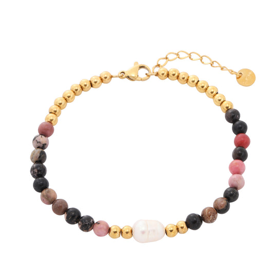 Bohemian Style Geometric Freshwater Pearl Titanium Steel Bracelet with Plated Finish for Women