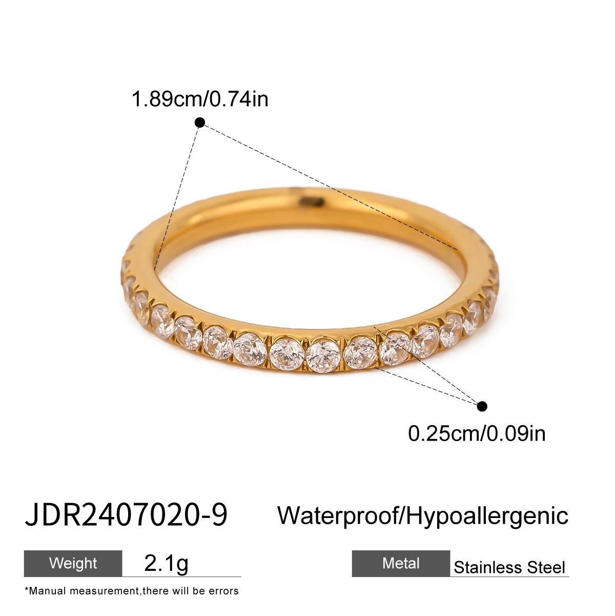 Elegant Geometric Stainless Steel Ring with Cubic Zirconia Plated Finish for Women