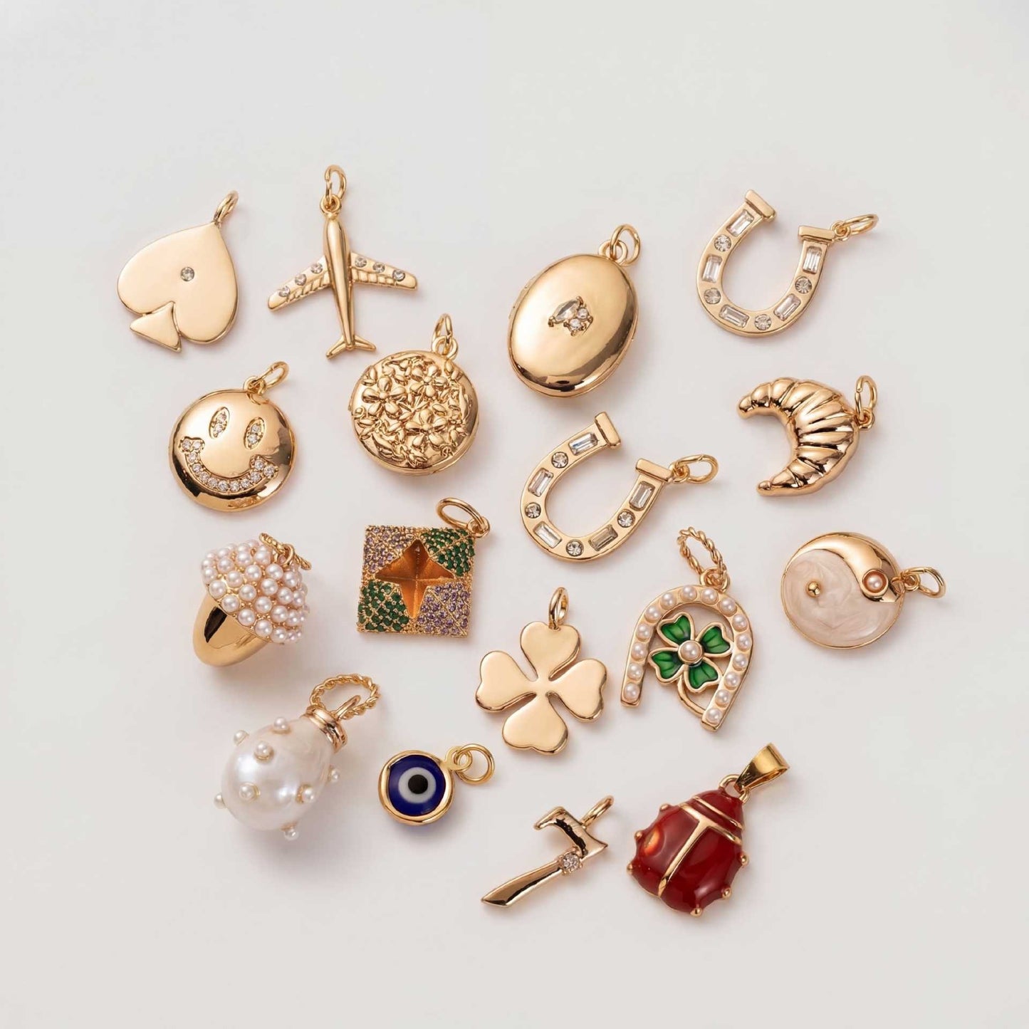 Minimalist Round Square Star Moon Brass Plated Shoe Charm