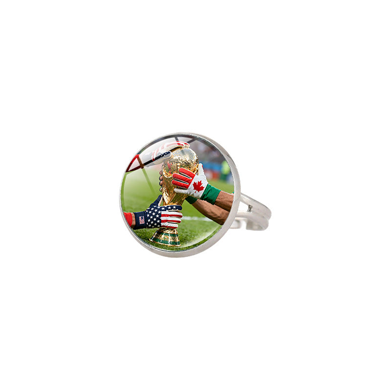 Vintage Sporty Geometric Alloy Plated Ring Unisex World Cup Trophy Pattern Jewelry