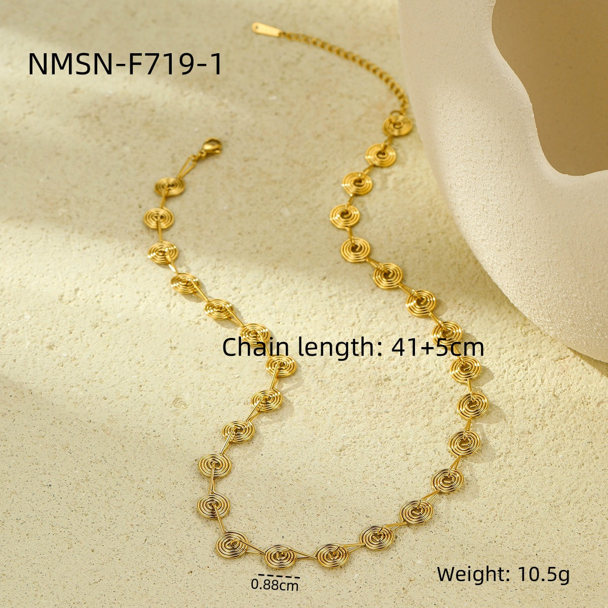 Collana a Spirale Geometrica in Acciaio Inossidabile con Finitura Placcata da Donna, Gioielli Minimalisti alla Moda da Ufficio