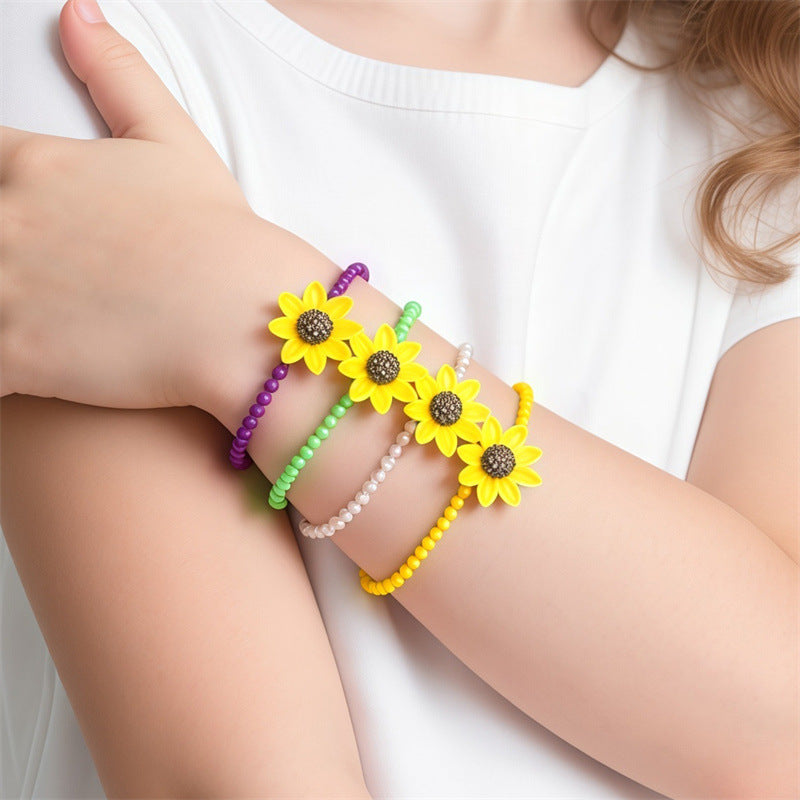 Pulsera de Cuentas Hecha a Mano Estilo Playa Bohemia para Niñas con Diseño de Estrella en Cuentas de Resina Plástica