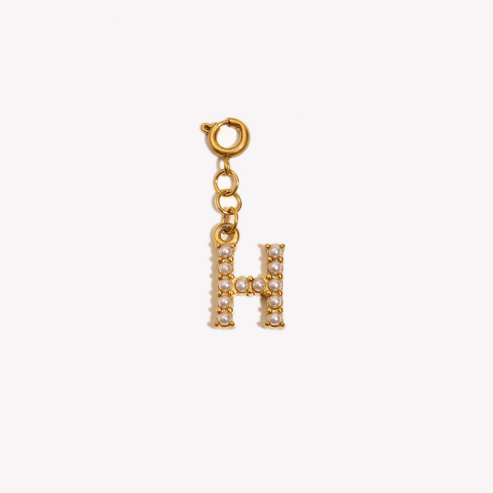 Barretta con Ciondolo a Lettera o Numero in Acciaio Inossidabile Placcato Oro 18K Minimalista da Donna