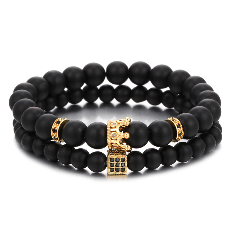 Casual Brass Crown Geometric Bracelet with Micro-set Cubic Zirconia for Unisex