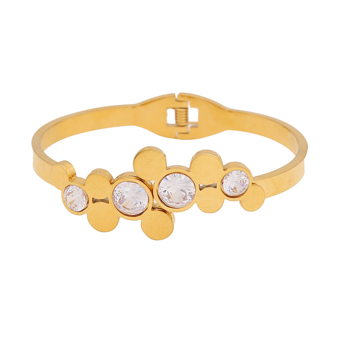 Bracciale Minimalista con Farfalla e Fiori in Acciaio Inox con Finitura Placcata