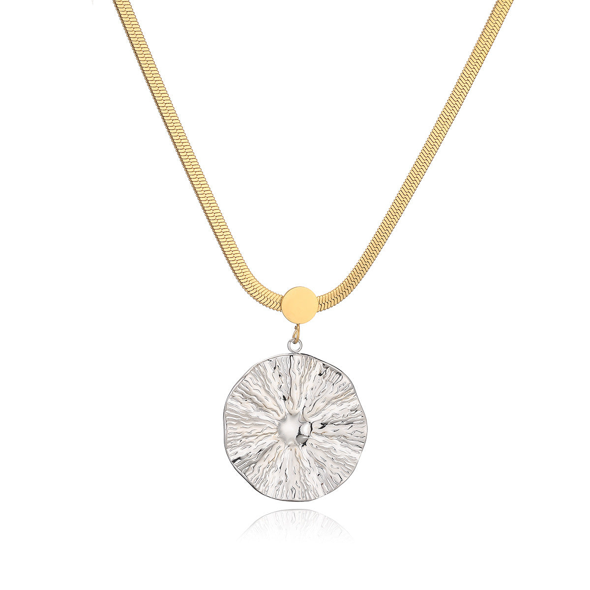 Fashionable Geometric Pendant Necklace for Women in Titanium Steel with Irregular Shape and Vintage-Inspired Design