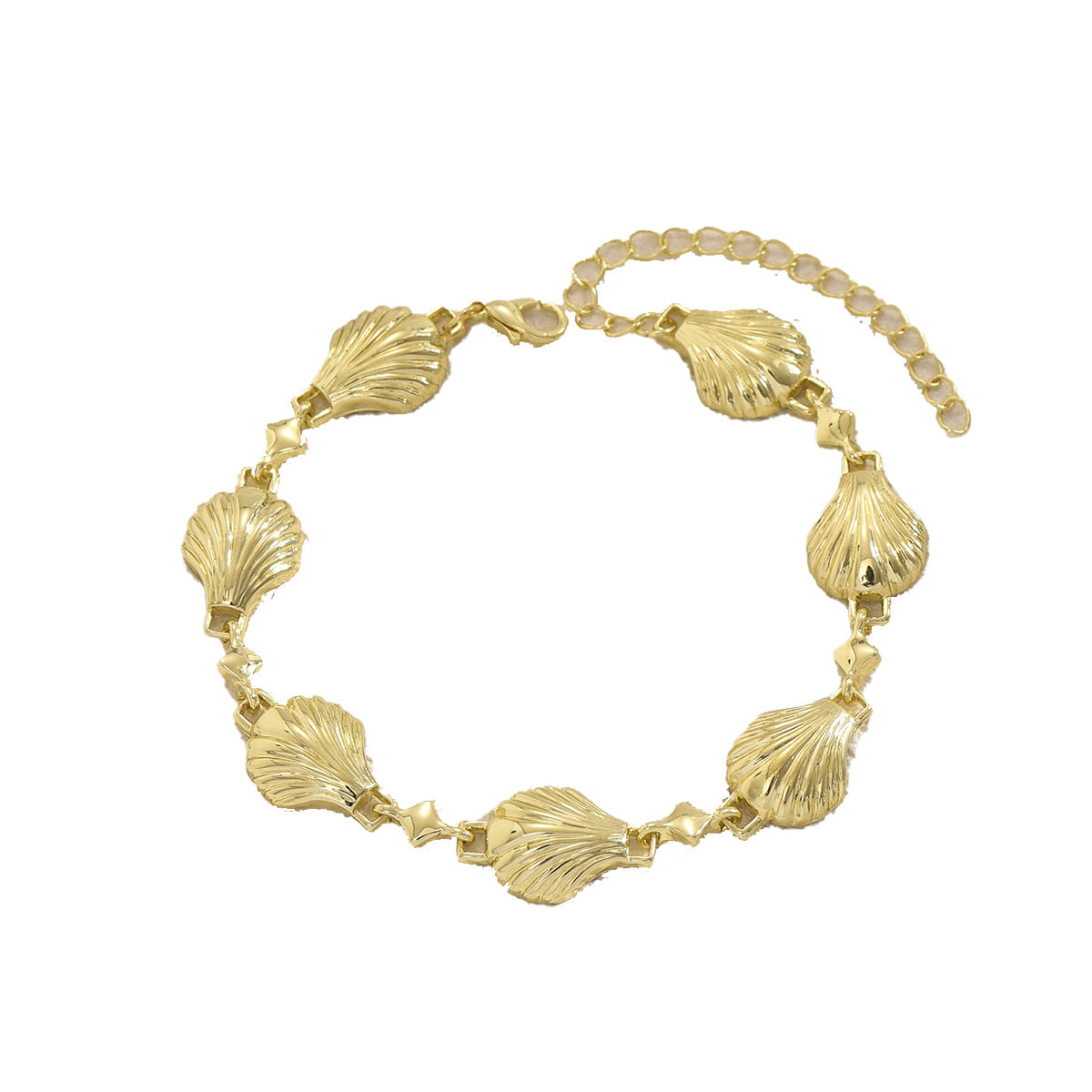 Pulsera minimalista para mujer inspirada en la playa con diseño geométrico de concha en aleación de zinc con acabado chapado