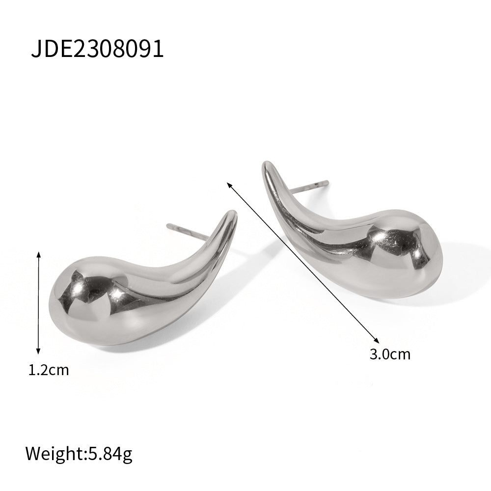 Minimalist Geometric Teardrop Stainless Steel Earrings with Plating for Women