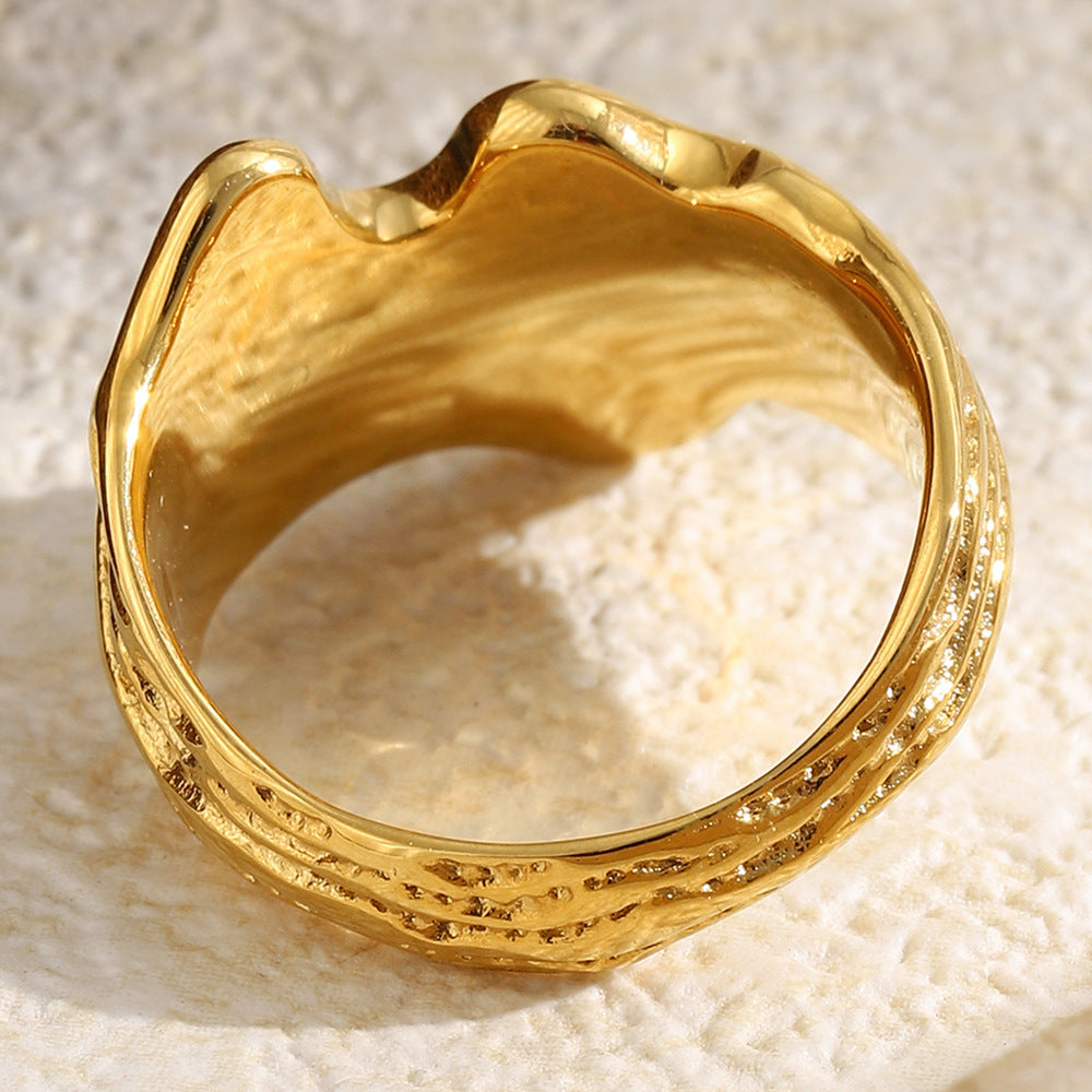 Luxury 18K Gold Plated Geometric Stainless Steel Ring for Women