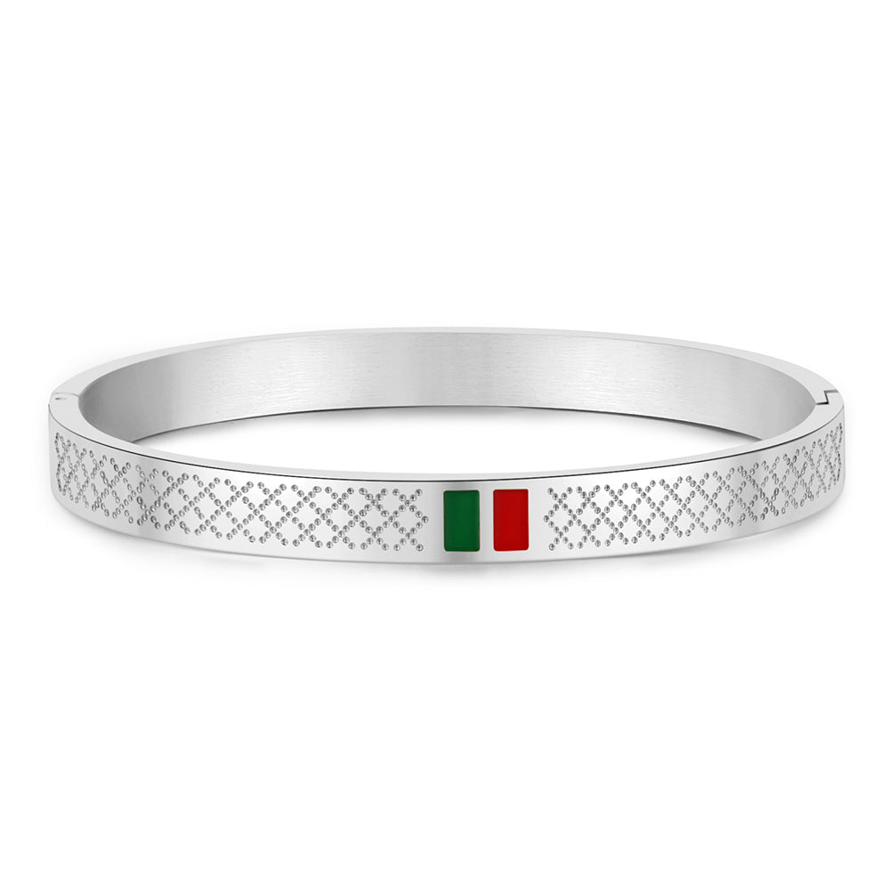 Geometric Round Titanium Steel Drip Oil Plated Bracelet for Unisex