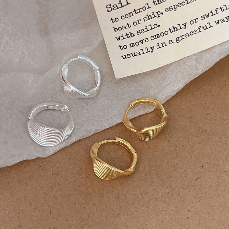 Minimalist Geometric Twisted Ear Studs in 925 Sterling Silver with Gold Plating