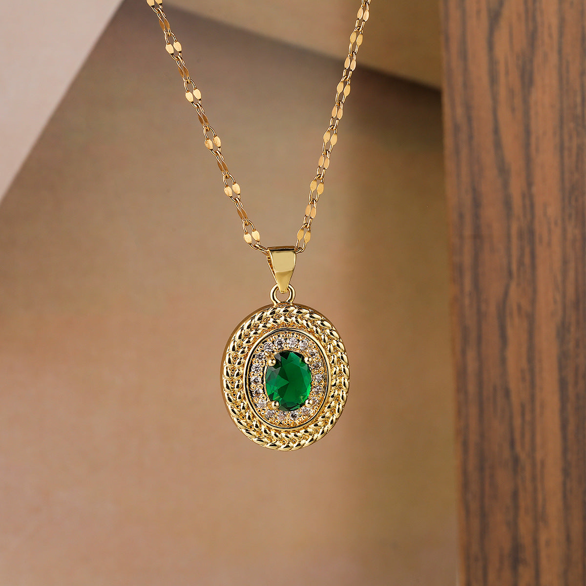 Minimalist Geometric Teardrop Pendant Necklace for Women in Brass with Real Gold Plating and Zircon