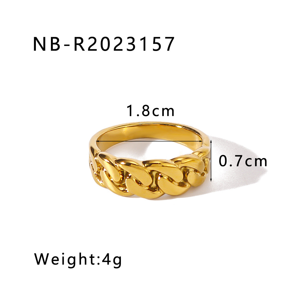 Vintage INS Style Geometric Textured Woven Stainless Steel Ring with 18K Gold Plating for Women and Men