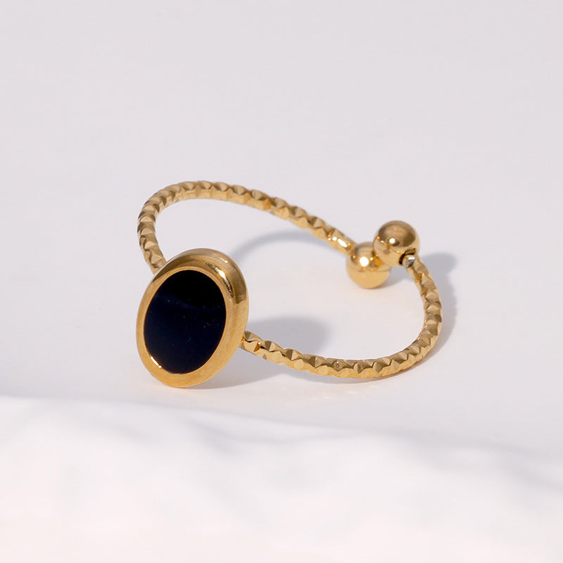 Minimalist Geometric Adjustable Open Ring in Stainless Steel with Plated Finish for Women