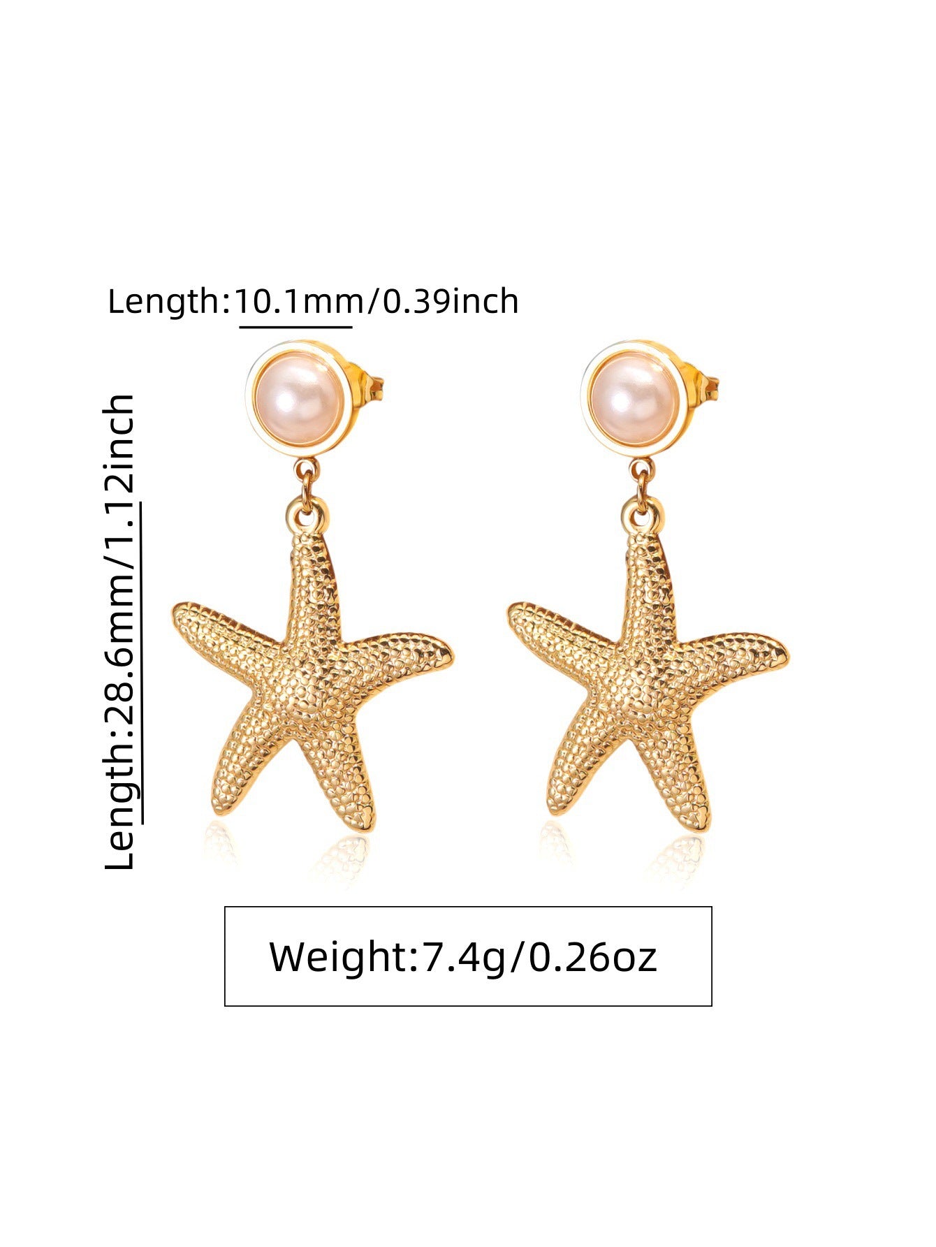 Orecchini vintage eleganti a stella in acciaio inossidabile con perla