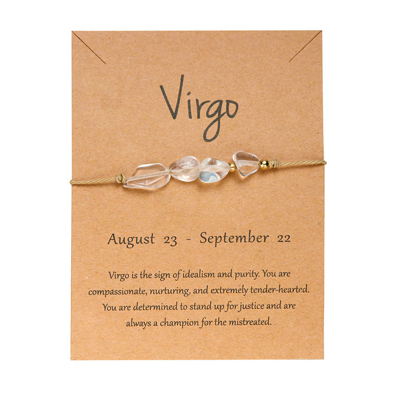 Pulsera de cuerda con cuentas de piedra natural para mujer, con elementos de constelación del zodiaco