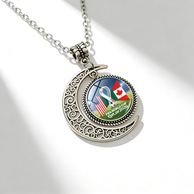 Sporty Geometric Alloy Plated Necklace with Crystal Pendant Unisex Cable Chain