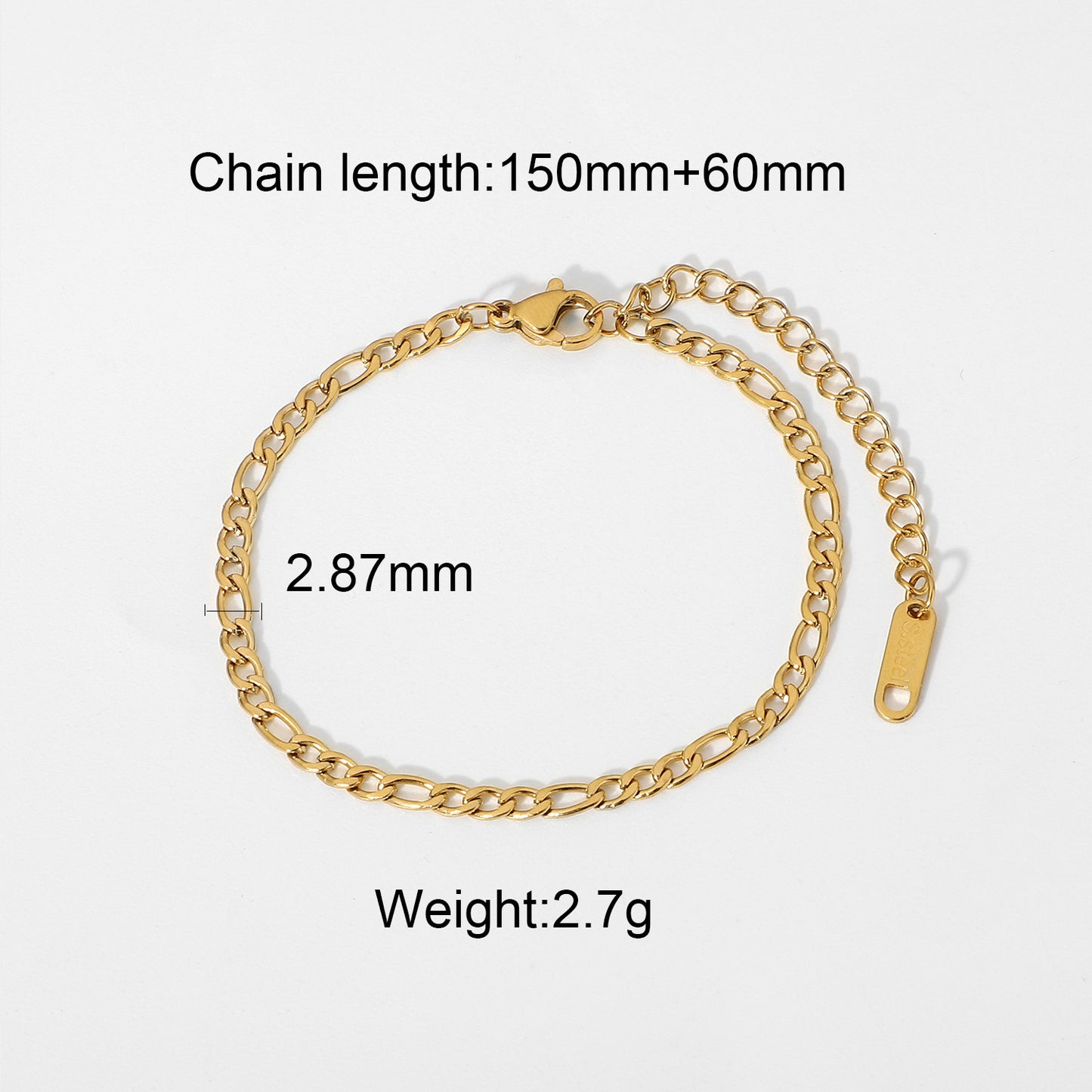 Geometric Luxury Plated Titanium Steel Box Chain Bracelet with Rhinestone Accents for Women