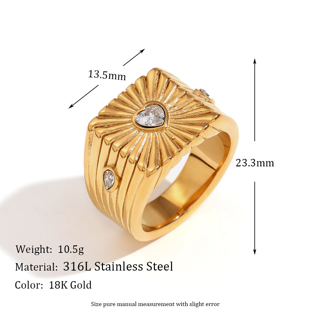 Anello con lettera geometrico minimalista vintage in acciaio inossidabile placcato oro 18K