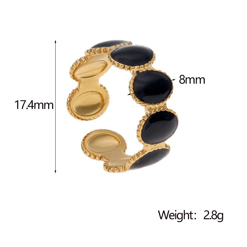 Minimalist Crown-Shaped Titanium Steel Adjustable Open Ring for Women with Plated Finish