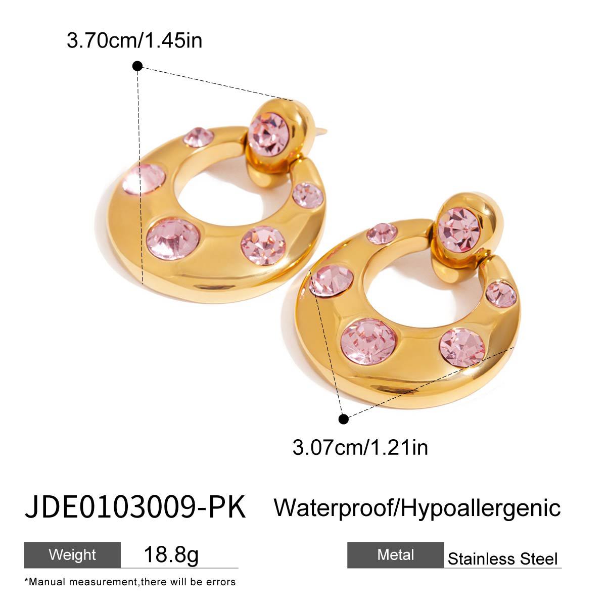Elegant Geometric Round Cubic Zirconia Plated Stainless Steel Titanium Steel Post Earrings for Women
