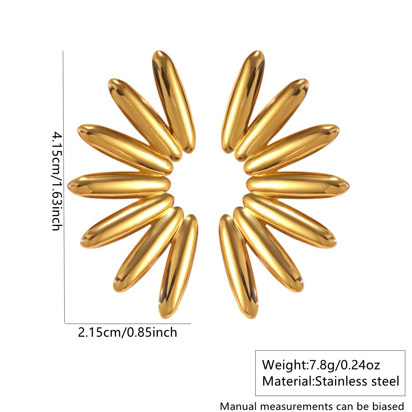 Exaggerated Hollow Fan-Shaped Geometric Stainless Steel Earrings for Women