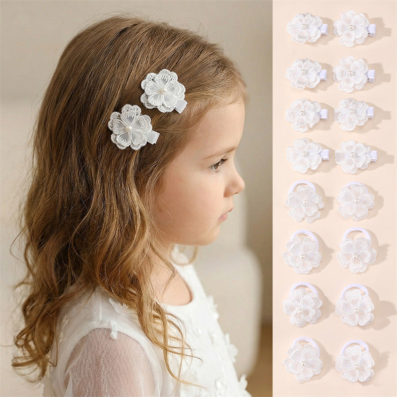 Pinza de pelo de mariposa de dibujos animados para niños hecha de tela de red con textura de punto estilo macaron pastel