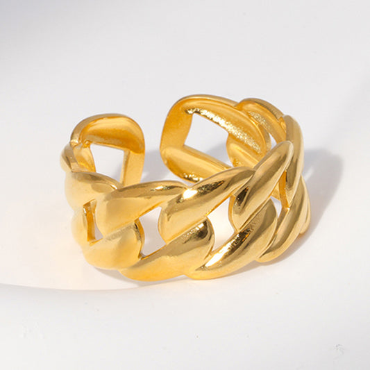 Minimalist Geometric Titanium Steel Adjustable Ring with Plated Finish for Women and Men